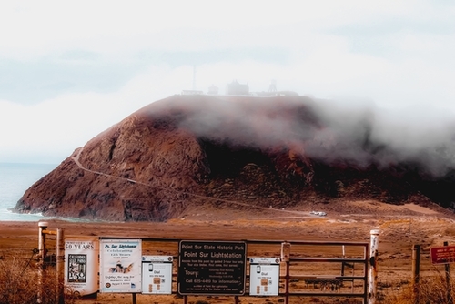 Point Sur state historic park, Big Sur, highway1 California USA with foggy sky Mural by Timmy333