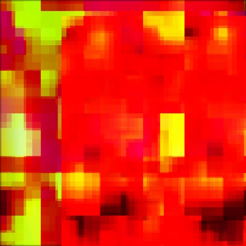 geometric pixel square pattern abstract background in red yellow Mural by Timmy333