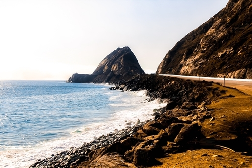 road with blue ocean view at Point Mugu State Park, California, USA Mural by Timmy333