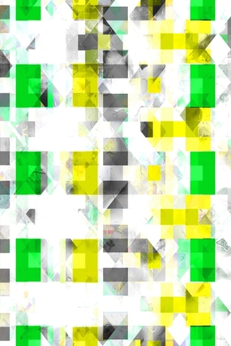 symmetry graphic design pixel geometric square pattern abstract background in green yellow Mural by Timmy333