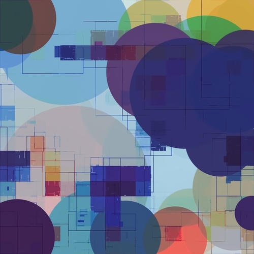 geometric square pixel pattern abstract and circle pattern in blue red green yellow Mural by Timmy333