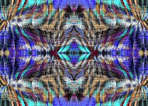 geometric symmetry pattern abstract background in blue brown pink Mural by Timmy333