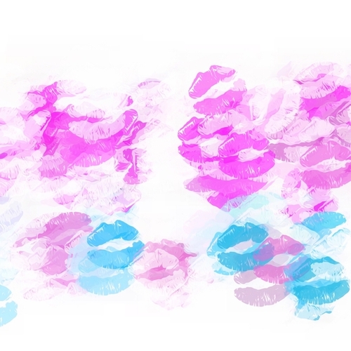 kisses lipstick pattern abstract background in pink and blue Mural by Timmy333