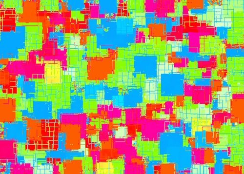 geometric square pattern abstract in green blue pink Mural by Timmy333