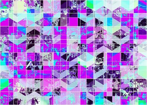 geometric square pattern abstract in purple blue Mural by Timmy333