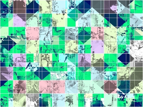 green and pink geometric square pixel pattern abstract background Mural by Timmy333