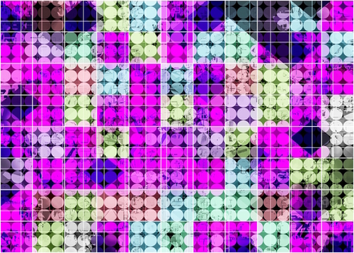 geometric square and circle pattern abstract in pink blue Mural by Timmy333