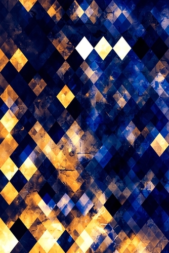 geometric pixel square pattern abstract art in blue brown orange Mural by Timmy333