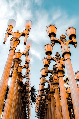 Urban Lights pole at LACMA, Los Angeles, California, USA Mural by Timmy333
