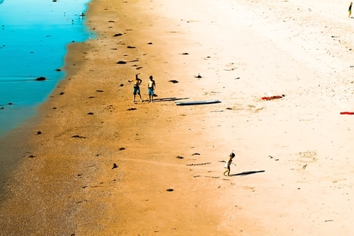 sandy beach and blue water at Manhattan Beach, California, USA Mural by Timmy333