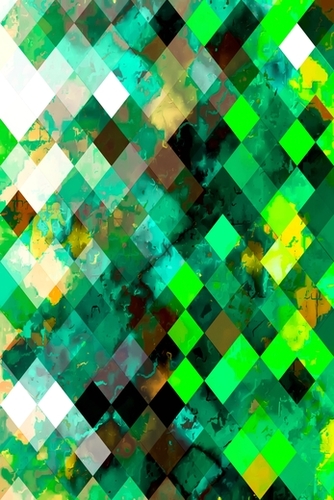 geometric pixel square pattern abstract background in green yellow Mural by Timmy333