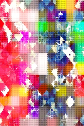 graphic design pixel geometric square pattern abstract background in red pink blue yellow green Mural by Timmy333