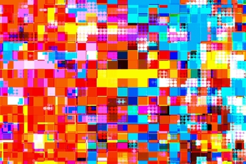 graphic design geometric circle pattern and square pattern abstract background in red pink blue yellow Mural by Timmy333