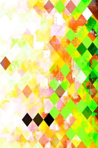 geometric pixel square pattern abstract background in green yellow orange Mural by Timmy333