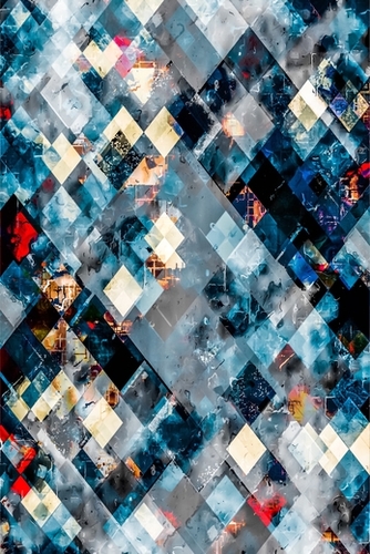 blue geometric pixel square pattern abstract art background Mural by Timmy333