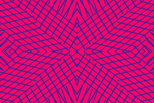geometric symmetry line pattern abstract in pink and blue Mural by Timmy333