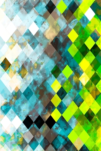 geometric square pixel pattern abstract art background in blue green Mural by Timmy333