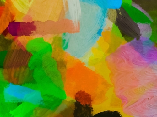 splash painting texture abstract background in green brown blue yellow Mural by Timmy333