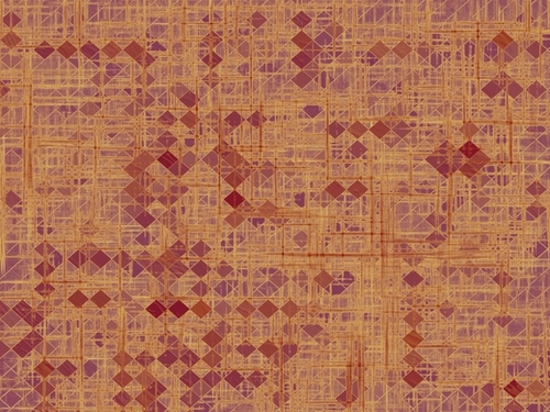 geometric square pixel pattern abstract in brown and pink Mural by Timmy333