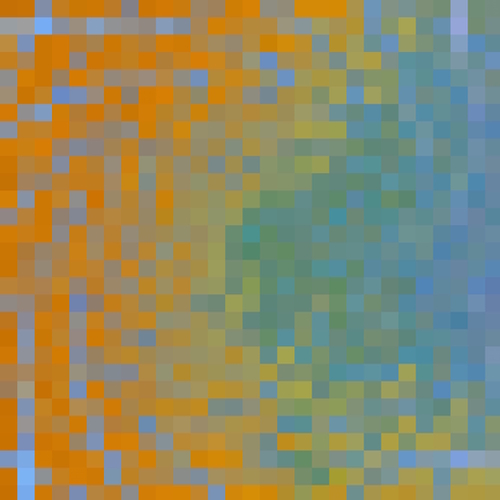graphic design geometric pixel square pattern abstract in blue orange Mural by Timmy333