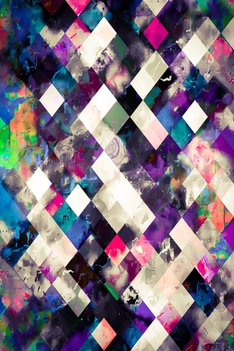 geometric pixel square pattern abstract art in purple pink blue Mural by Timmy333