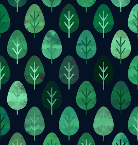 Watercolor Forest Pattern Mural by Amir Faysal