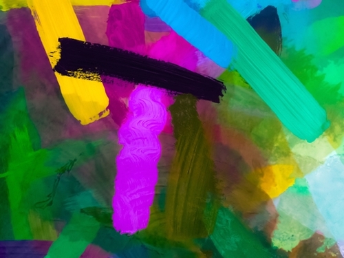 splash painting texture abstract background in green purple yellow Mural by Timmy333