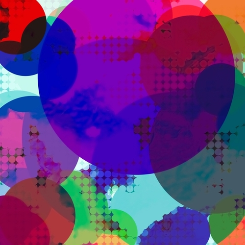 geometric circle pattern abstract in blue purple pink Mural by Timmy333