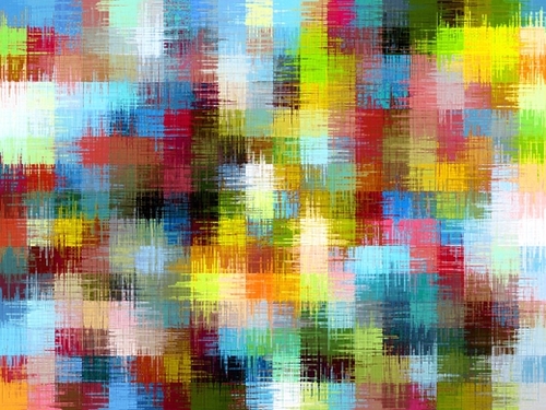 painting geometric square pixel pattern abstract in blue yellow brown Mural by Timmy333