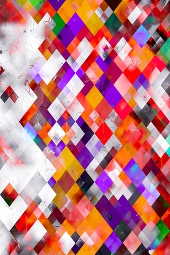 colorful geometric square pixel pattern abstract art in orange red purple Mural by Timmy333