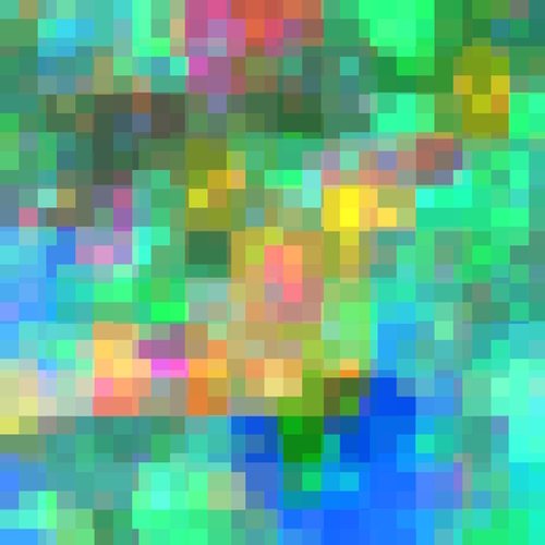 geometric pixel square pattern abstract background in green blue pink Mural by Timmy333