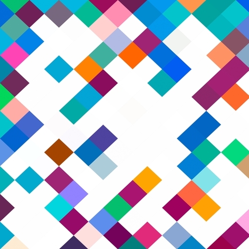 colorful geometric square pixel pattern abstract in blue brown green yellow Mural by Timmy333