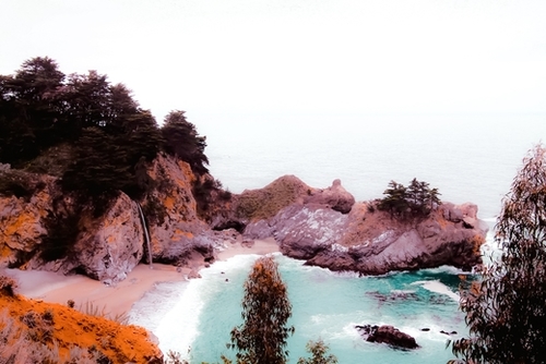 waterfall at Mcway Falls, Big Sur, Highway 1, California, USA Mural by Timmy333
