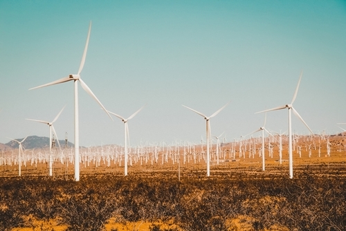 Wind turbine in the desert at Kern County California USA Mural by Timmy333