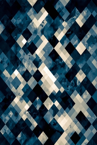 geometric square pixel pattern abstract background in blue black and white Mural by Timmy333