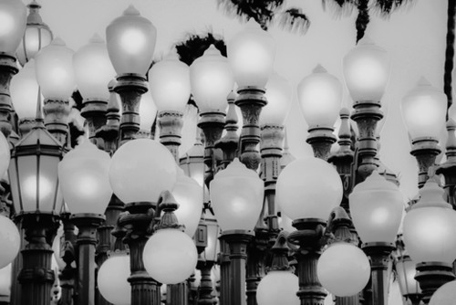 Urban Light at LACMA Los Angeles California USA in black and white Mural by Timmy333