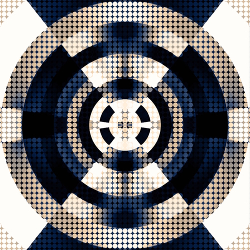 graphic design geometric symmetry circle pattern abstract background in blue brown Mural by Timmy333