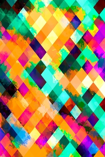 colorful geometric pixel square pattern abstract art in blue orange green pink Mural by Timmy333