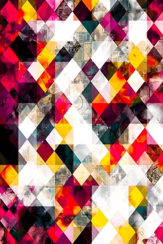 geometric pixel square pattern abstract background in red pink yellow Mural by Timmy333