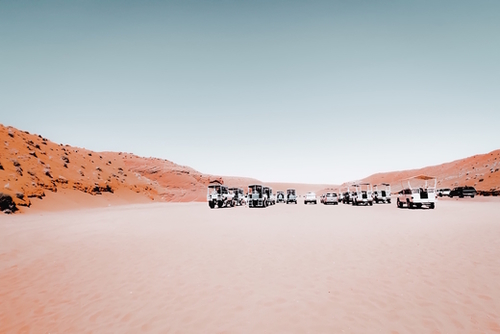 Parking lot in the desert at Antelope Canyon Arizona USA Mural by Timmy333
