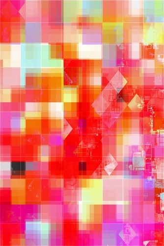 geometric pixel square pattern abstract background in red pink blue Mural by Timmy333