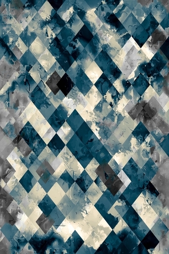 vintage geometric square pixel pattern abstract in blue Mural by Timmy333