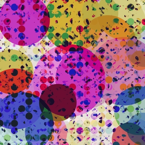 geometric circle pattern abstract in pink blue green Mural by Timmy333