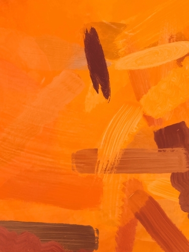 brush painting texture abstract background in orange brown Mural by Timmy333