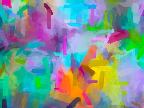 splash painting texture abstract background in blue orange pink yellow green Mural by Timmy333