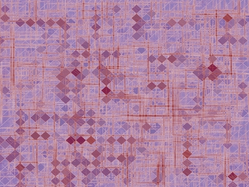 geometric square pixel pattern abstract in pink and purple Mural by Timmy333