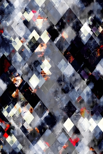 geometric pixel square pattern abstract background in blue red black and white Mural by Timmy333