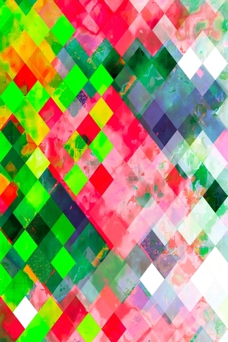 geometric square pixel pattern abstract art background in green red Mural by Timmy333