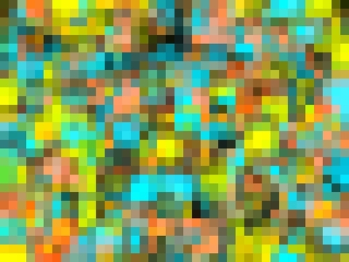 geometric square pixel pattern abstract background in blue yellow pink Mural by Timmy333