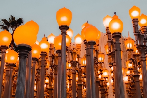 Urban Light at LACMA Los Angeles California USA Mural by Timmy333